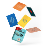 Colorful card deck with 'The Great Questions' on a white background
